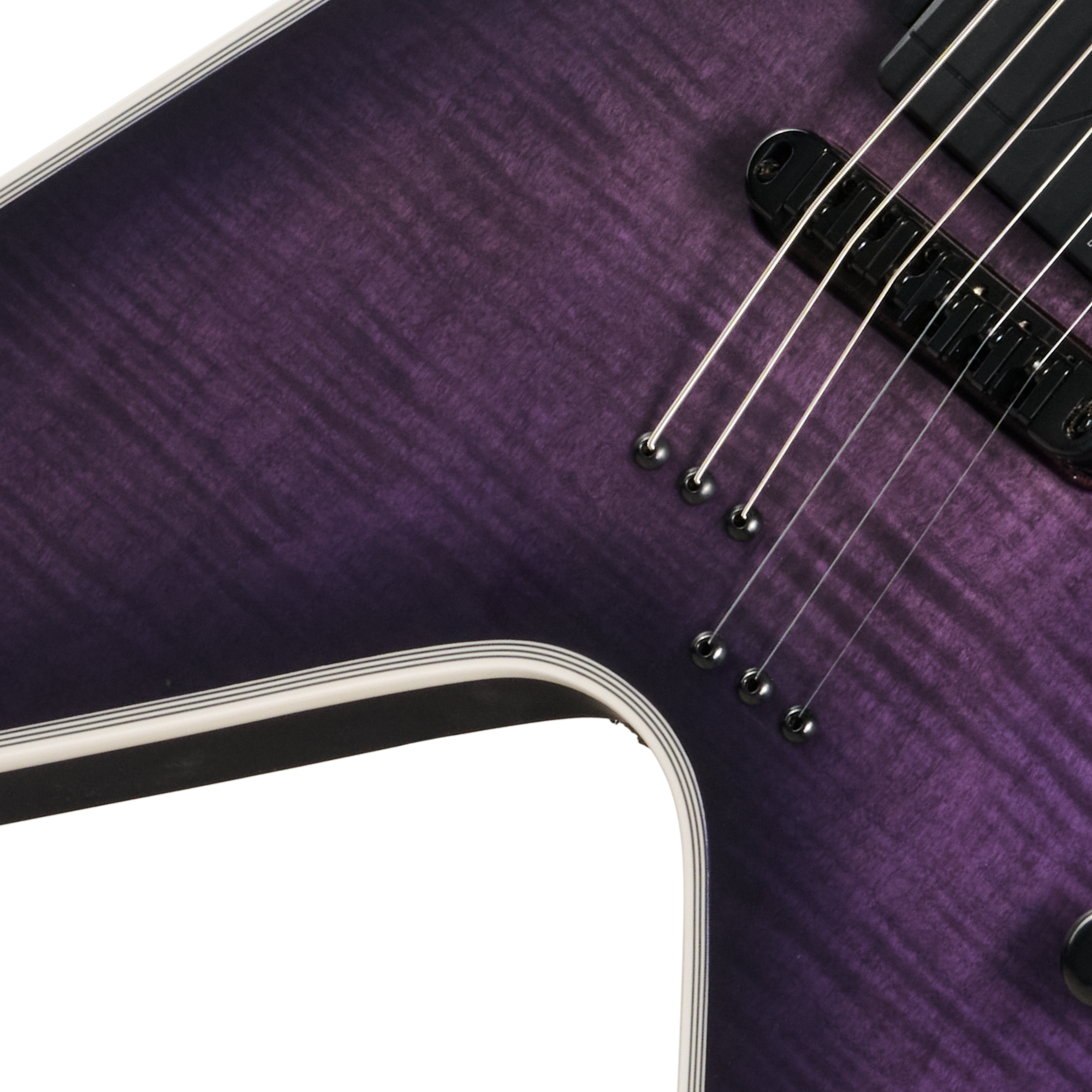 E-Gitarre, violettes Finish, Holzkorpus, sechs Saiten, weiße Einfassung